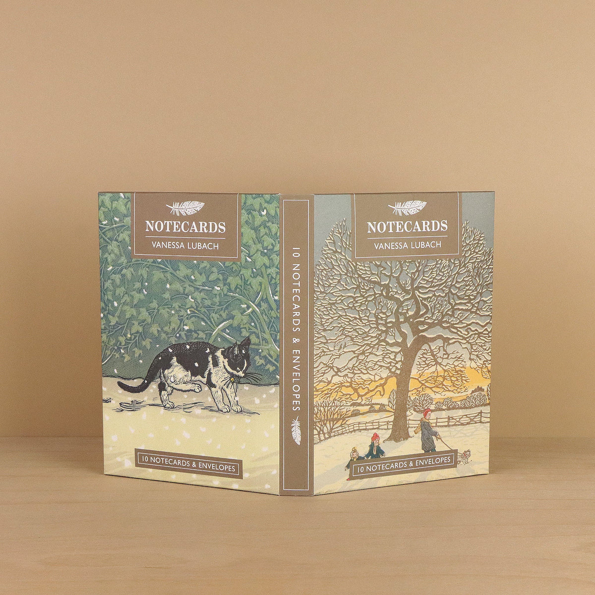 Winter Oak and Minim in the Snow notecards by Vanessa Lubach, Art Angels