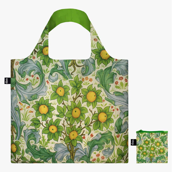 LOQI recycled bag with William Morris Orchard design and zip pocket