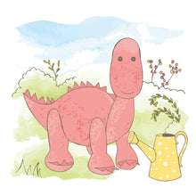 Load image into Gallery viewer, Welcome Baby Pink Diplodocus Baby Dinosaur Card
