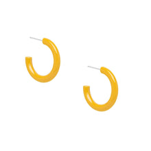 Load image into Gallery viewer, Rounded Mustard Yellow horn hoop earring

