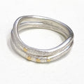 Adele Taylor double wave sterling silver ring with textured bands and gold dots