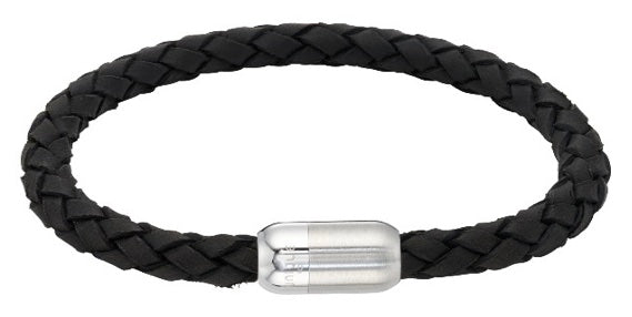 Leather Bracelet with  matte and polished Edge  clasp B569