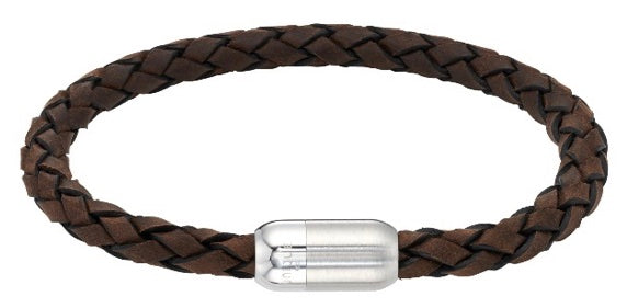Leather Bracelet with  matte and polished Edge  clasp B569