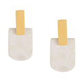 Horn & Gold Plate Oblong Shaped Drop Earrings