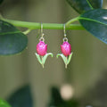 Tulip Pink Flower Drop Hook Earrings