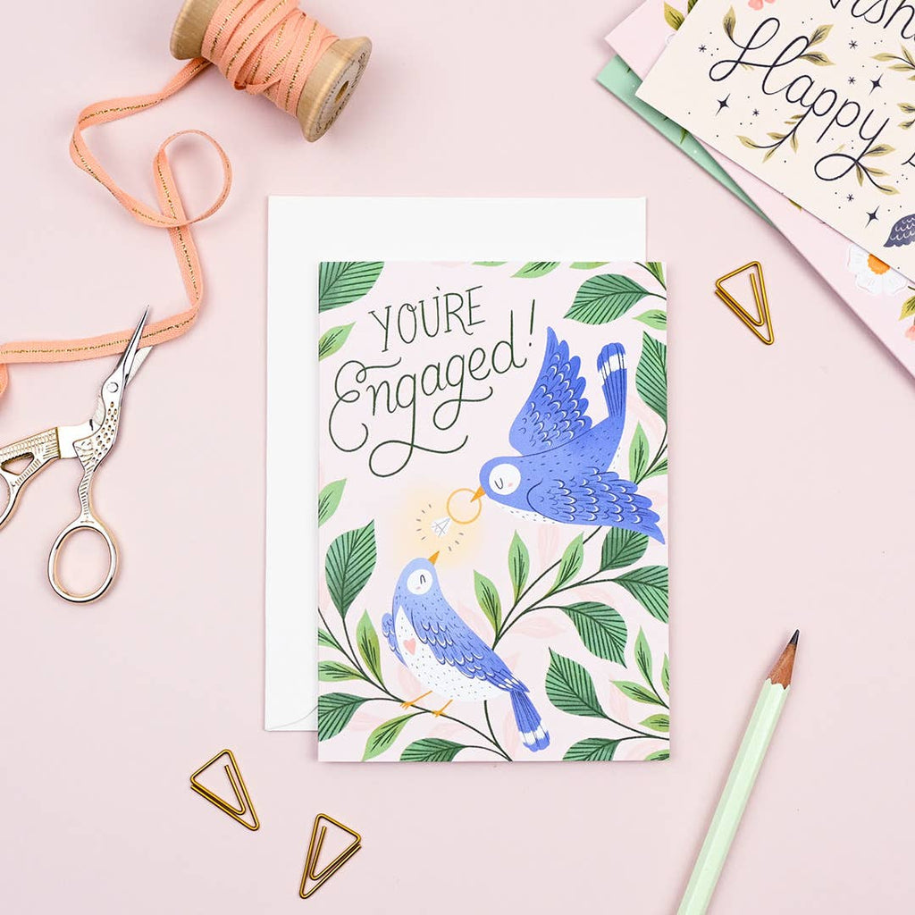 Engagement Card – Engaged Birds Wedding Congratulations