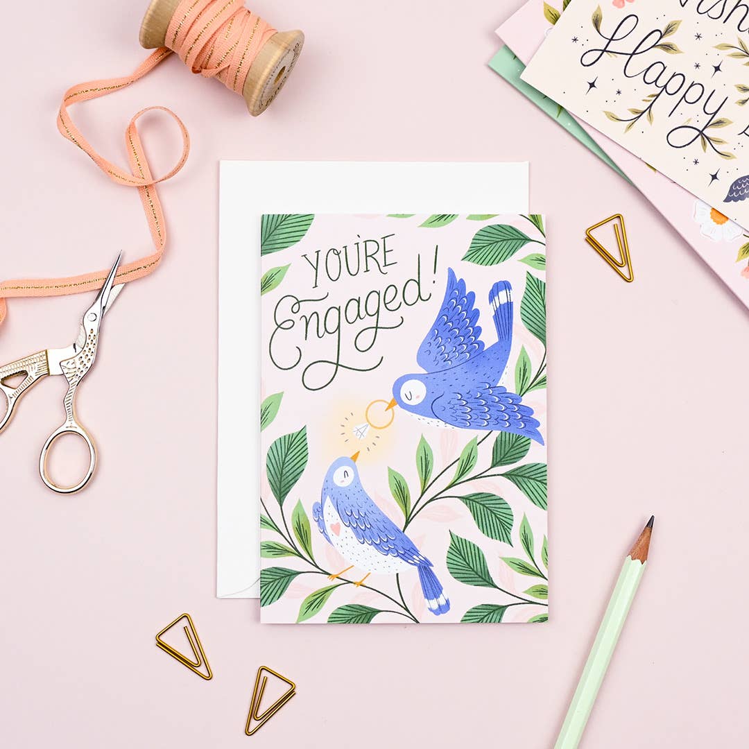 Engagement Card – Engaged Birds Wedding Congratulations