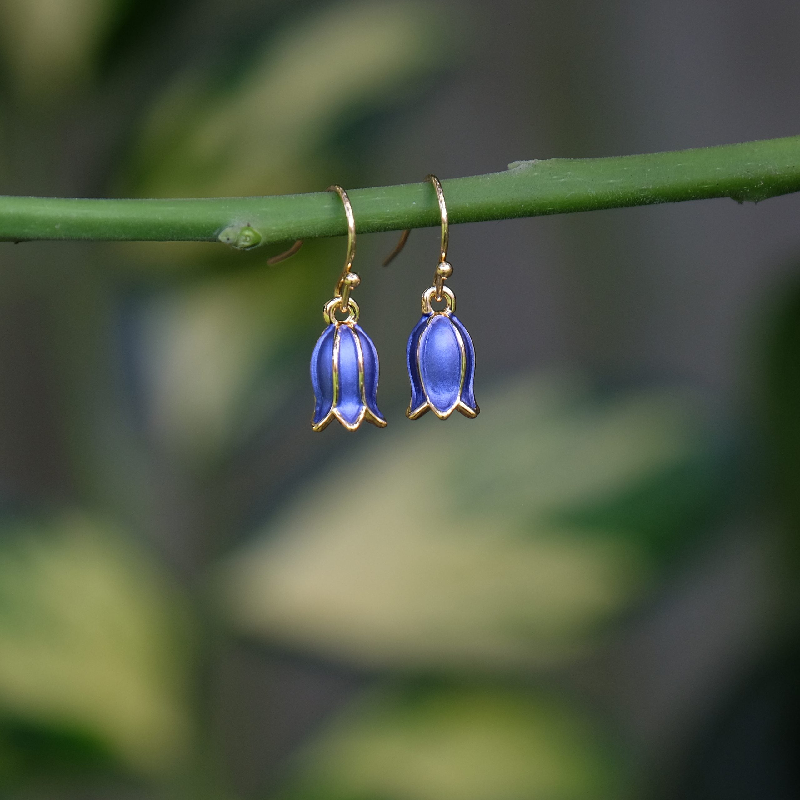 Bluebell gold-plated single drop earring on branch - ORA Gallery