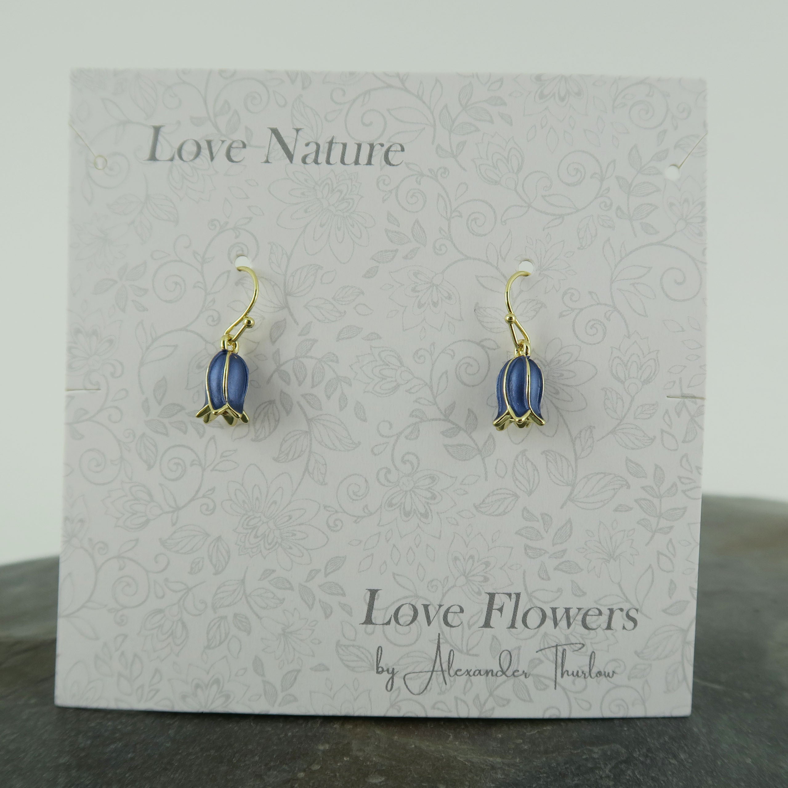 Bluebell earring on Alexander Thurlow gift card - ORA Gallery