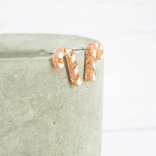 Load image into Gallery viewer, Gold glitter candy cane Christmas studs
