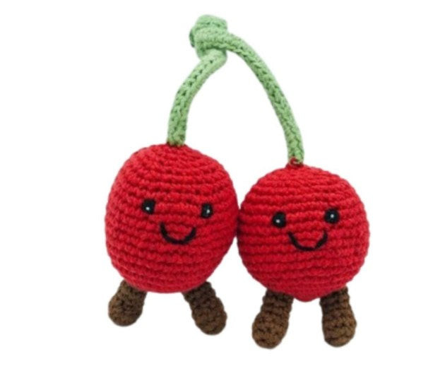 Fair Trade Crochet Cherries Baby Rattle Organic Cotton