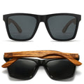 Dalton sunglasses - Black Frame l Walnut Wooden Arms l Black Polarised Lens