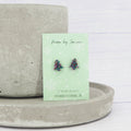 Mixed glitter Christmas tree studs