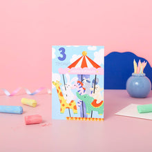Load image into Gallery viewer, 3rd Birthday Card – Carousel Theme Birthday for Kids
