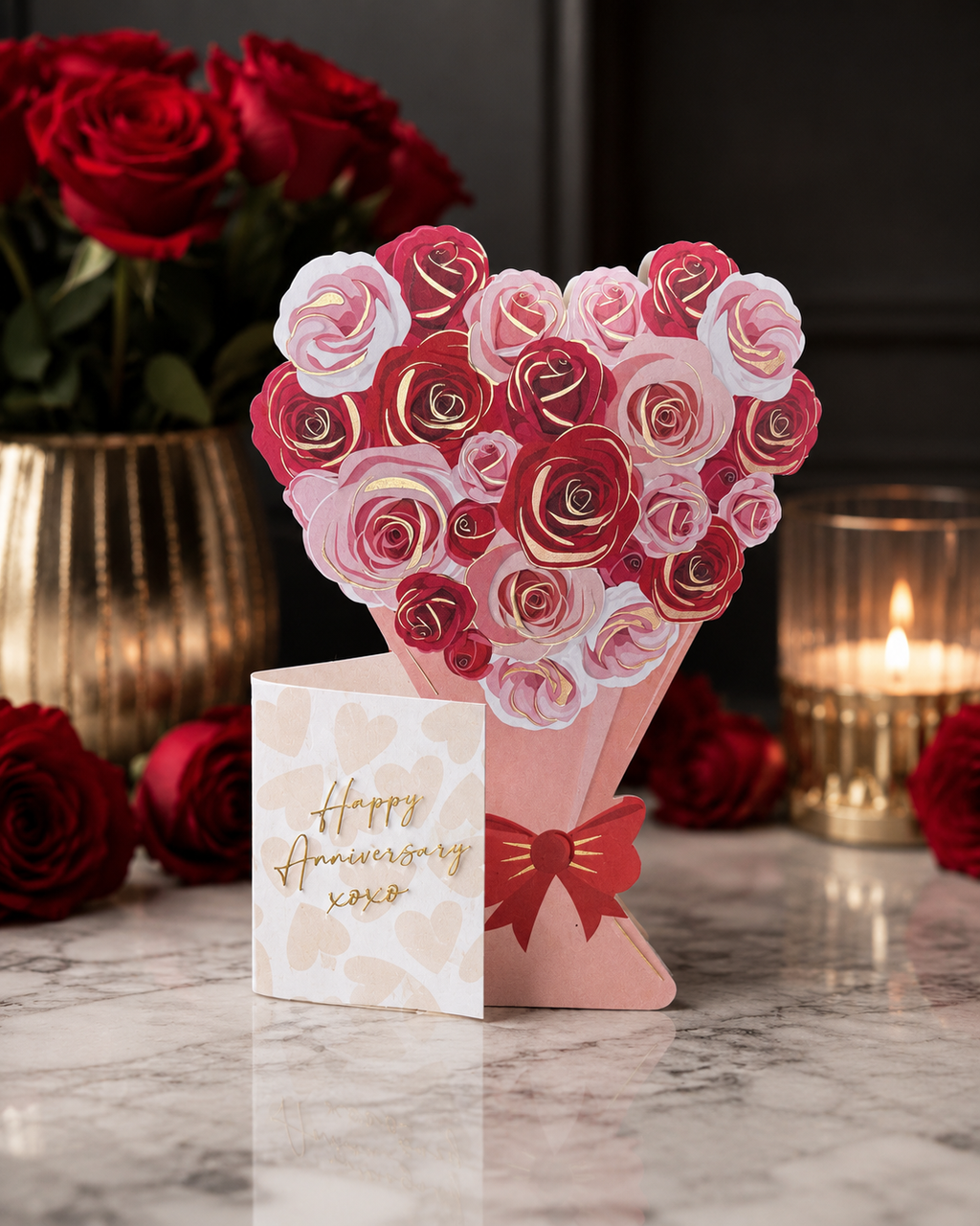 Anniversary Roses Die Cut Card
