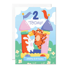 Load image into Gallery viewer, 2nd Birthday Card – Bouncy Castle Theme for Kids
