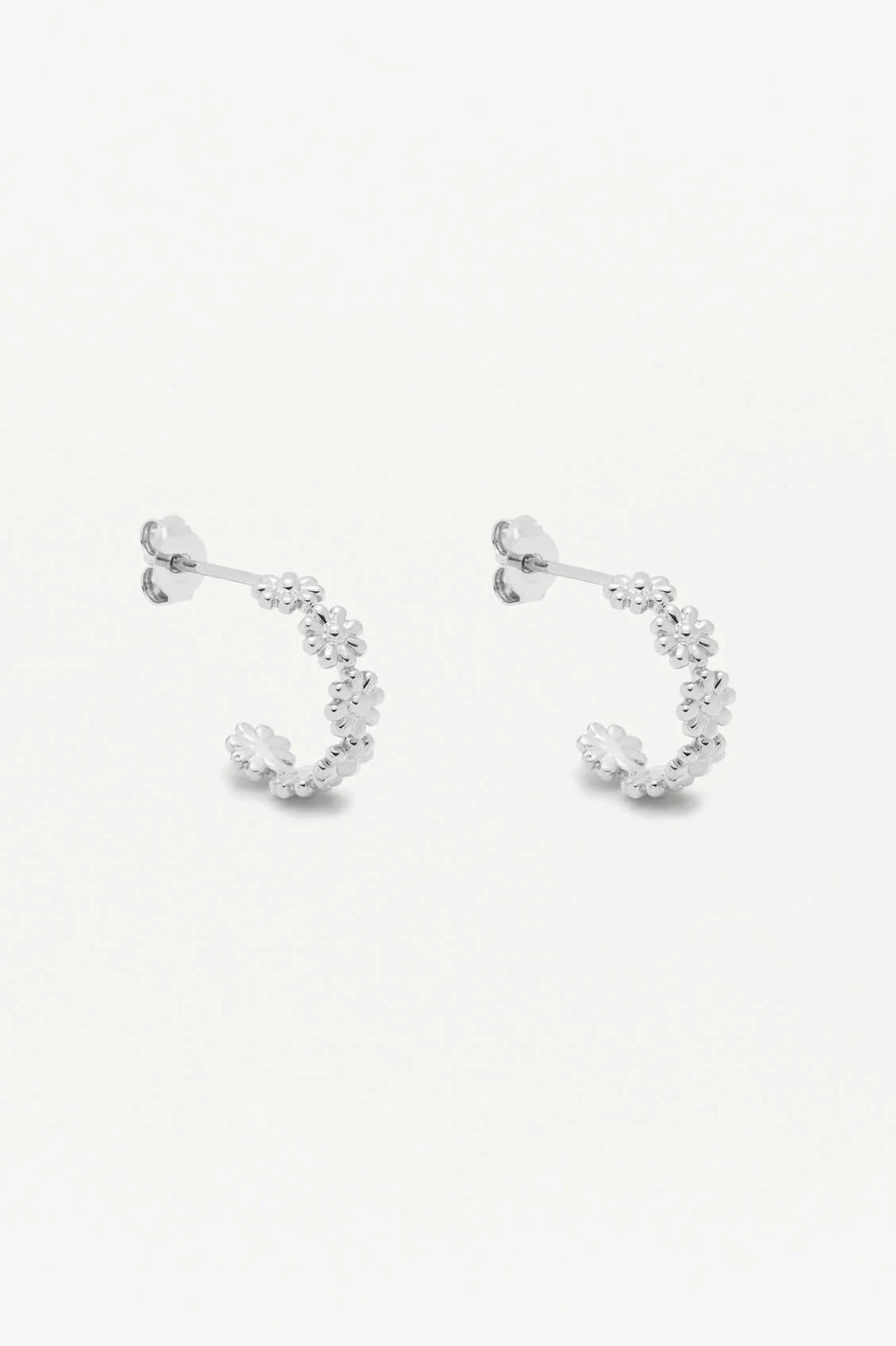 Wildflower Daisy Chain Hoop Earrings - Silver plated