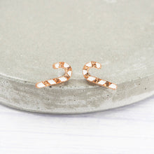 Load image into Gallery viewer, Gold glitter candy cane Christmas studs
