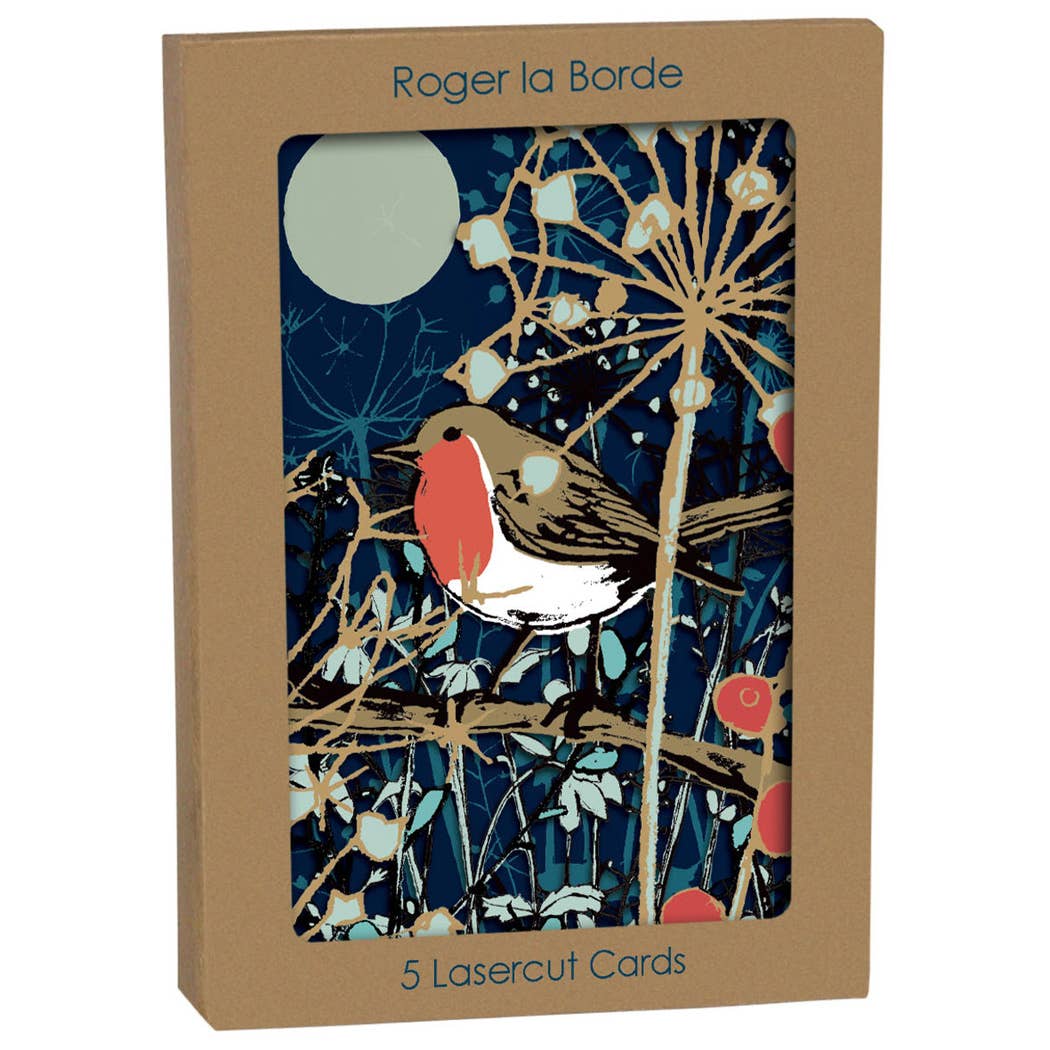 Winter's Tale Robin lasercut Christmas card by Roger la Borde – second view