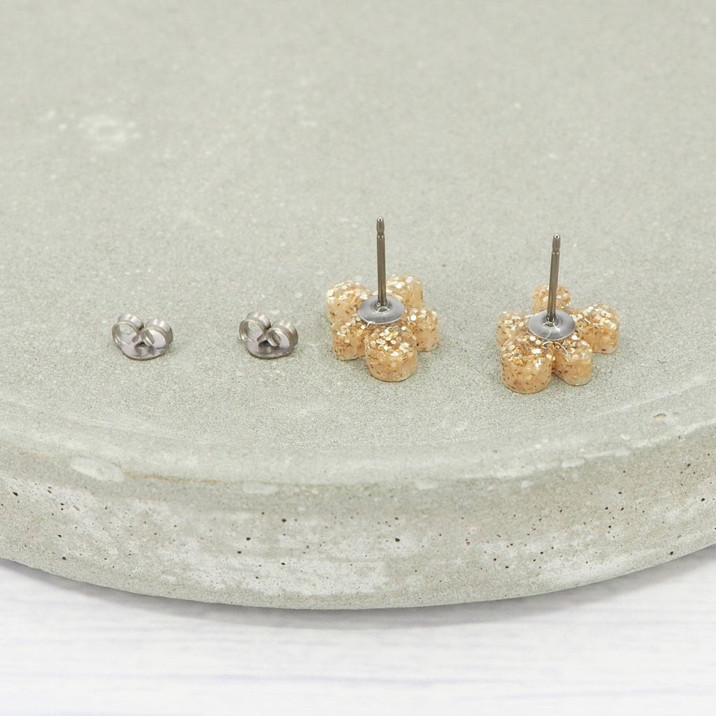 Sparkle with Festive Cheer! Mini Gold Glitter Gingerbread Man Studs