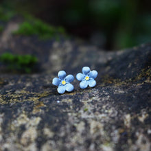 Load image into Gallery viewer, Mini Forget Me Not Flower Stud Earrings, 14k Gold Plated
