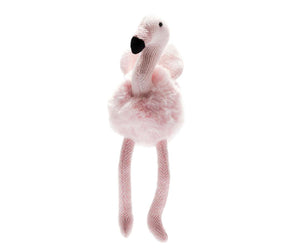 Small Pink Flamingo Baby  Rattle with Tweed Legs