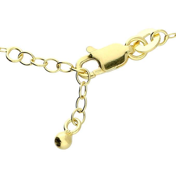 Sterling silver cube station bead anklet, gold-plated finish, close-up detail