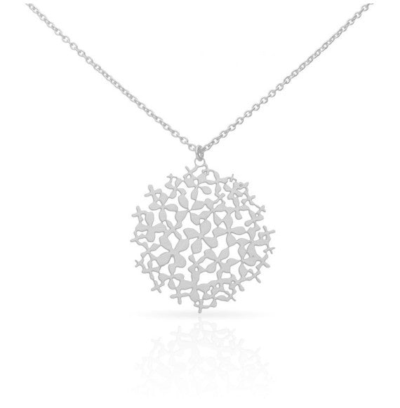 Hortensia Silver Plated Pendant detail | RAS Jewellery | ORA Gallery Sheffield