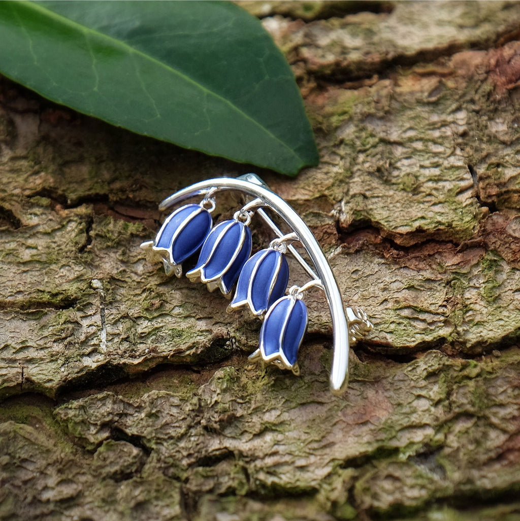 Bluebell silver-plated brooch close up - ORA Gallery