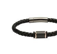 BLACK & ROSE GOLD LEATHER BRACELET - B376BL