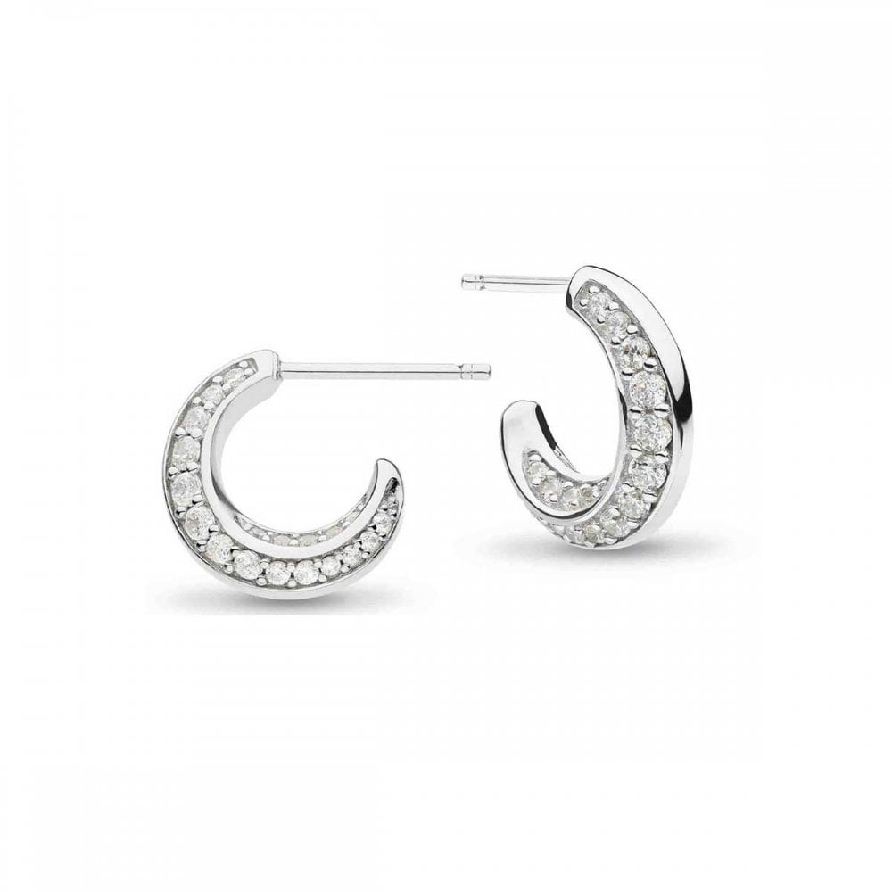 Kit Heath Bevel Cirque PAVE CZ Semi Hoop Stud Earrings