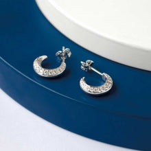 Load image into Gallery viewer, Kit Heath Bevel Cirque PAVE CZ Semi Hoop Stud Earrings
