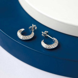 Kit Heath Bevel Cirque PAVE CZ Semi Hoop Stud Earrings