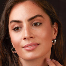Load image into Gallery viewer, Serenity Grande Cross Over Semi Hoop Stud Earrings
