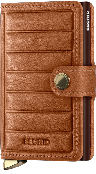 MEl Premium Miniwallet Emboss Lines - Cognac