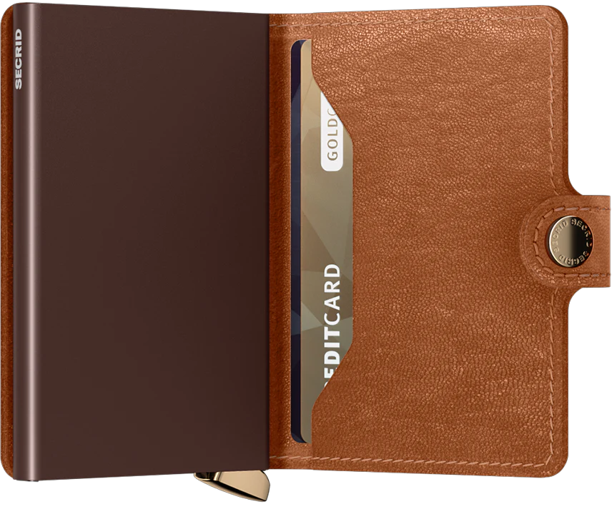 MEl Premium Miniwallet Emboss Lines - Cognac