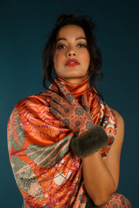 POWDER Satin Print Freehand Forest Scarf