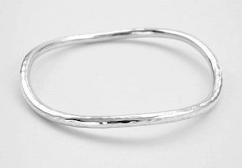 Tubed hammered solid Bangle heavy
