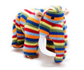 WOOLLY MAMMOTH  KNITTED DINOSAUR SOFT TOY RAINBOW STRIPES
