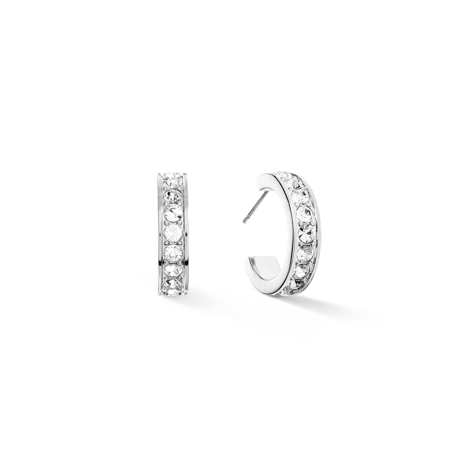 Earrings creole 20 stainless steel & crystals silver crystal