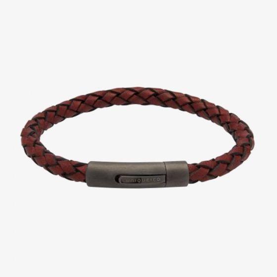 Leather Bracelet with Gunmetal Plated matt steel Clasp B425
