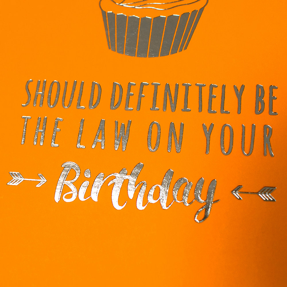 Silver & Orange Cake Birthday Card
