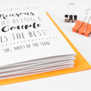 CONCERTINA Greeting Card -FOLD OUT CARD-REASONS WHY Ibeing a couple is the best