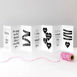 CONCERTINA Greeting Card -FOLD OUT CARD-REASONS WHY I LOVE YOU