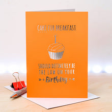 Load image into Gallery viewer, Silver &amp; Orange Cake Birthday Card
