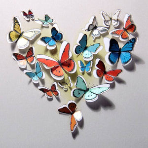 Forever 'push out' 3D sculpture effect Greeting Card - Heart with BUTTERFLIES