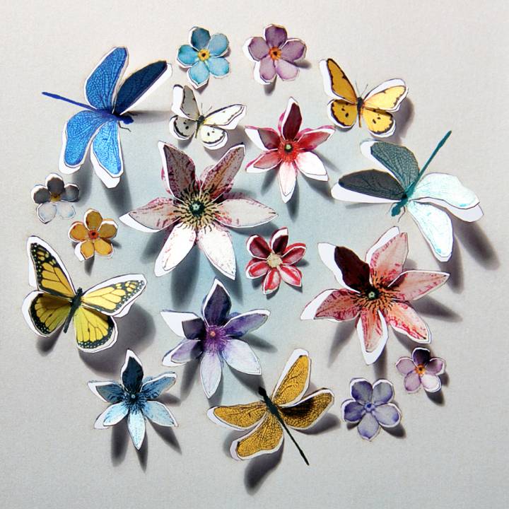 Forever 'push out' 3D sculpture effect Greeting Card - butterflies and flowers