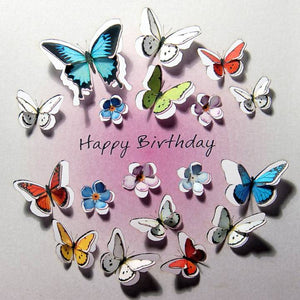 Forever 'push out' 3D sculpture effect Greeting Card - happy birthday circle of butterflies
