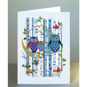 Forever laser cut Greeting Card - Owls in the forest