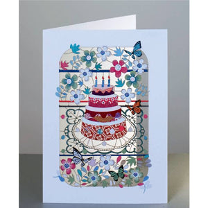 Forever laser cut greeting card-Birthday cake and Flowers